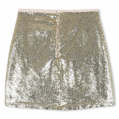 Sequin Mini Skirt, Metallic Gold Michael Kors