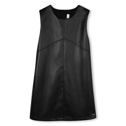 Girls Black Sleeveless Faux Leather Dress Michael Kors