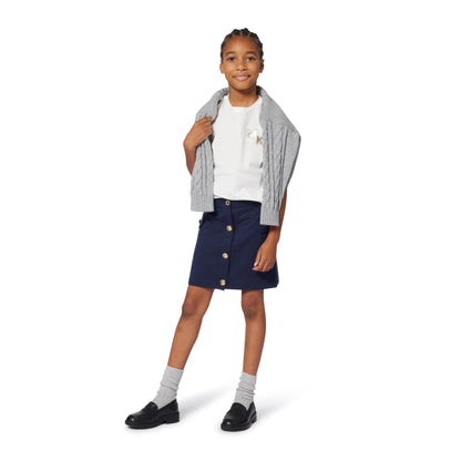 Girls Organic Cotton Short Sleeve T-Shirt with MK Chest Detail Michael Kors