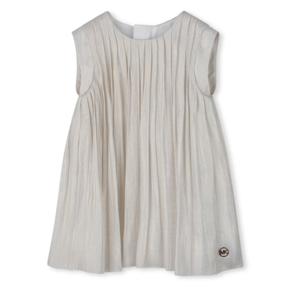 Girls Pleated Voile Ceremony Dress in White Michael Kors