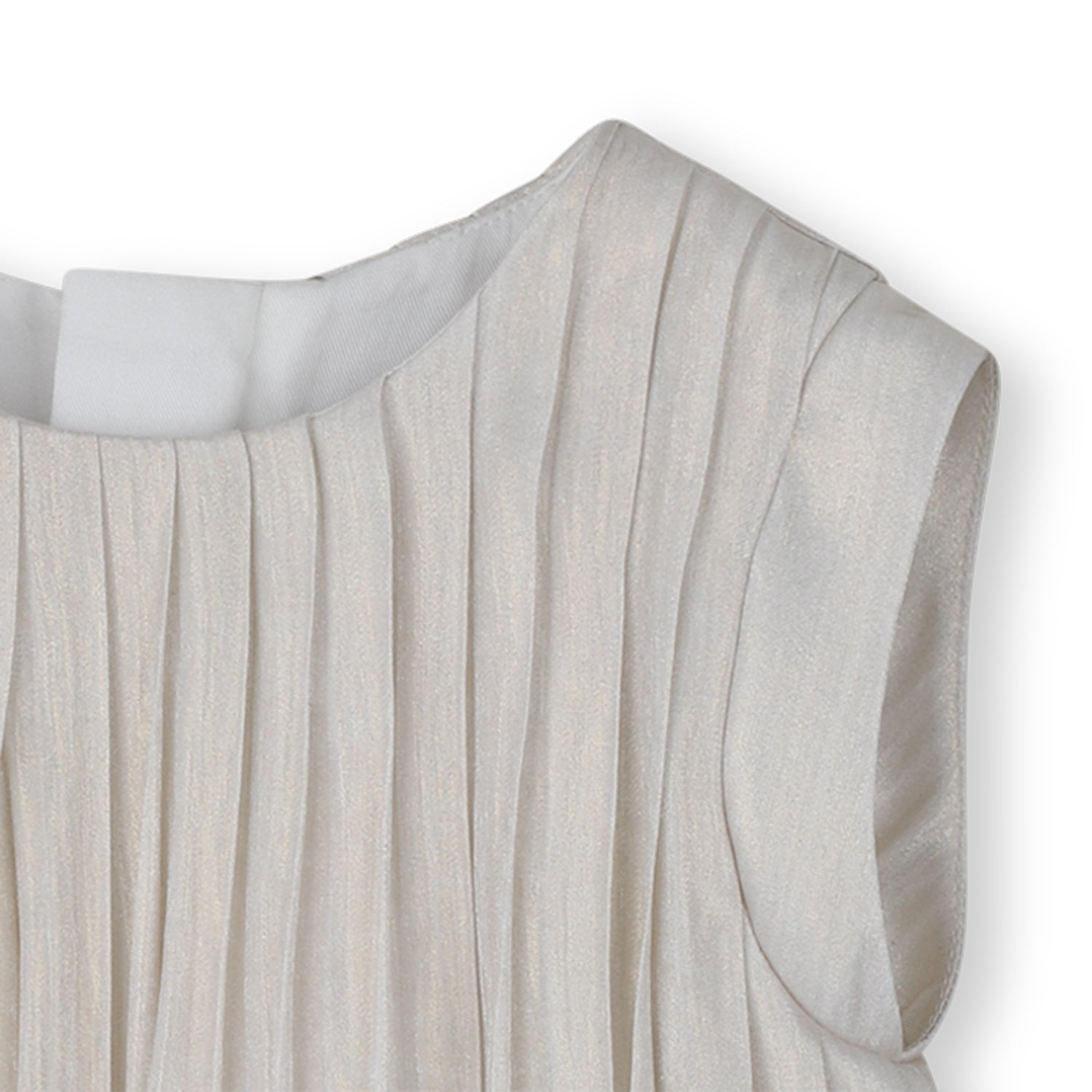 Girls Pleated Voile Ceremony Dress in White Michael Kors