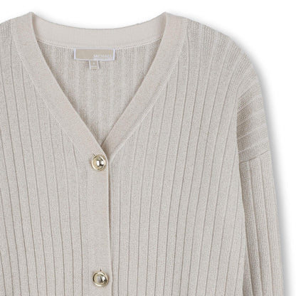 Girls Knitted Gold Cardigan in Light Gold Michael Kors