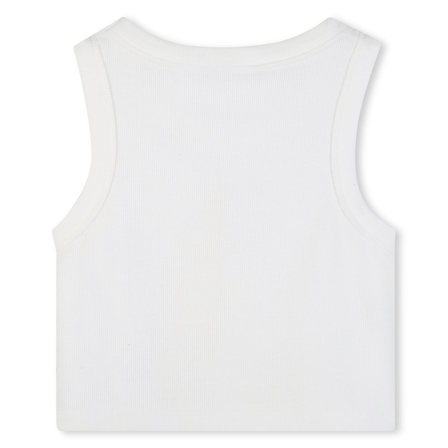 Girls Ribbed Tank Top With 3D Embroidery, White Michael Kors