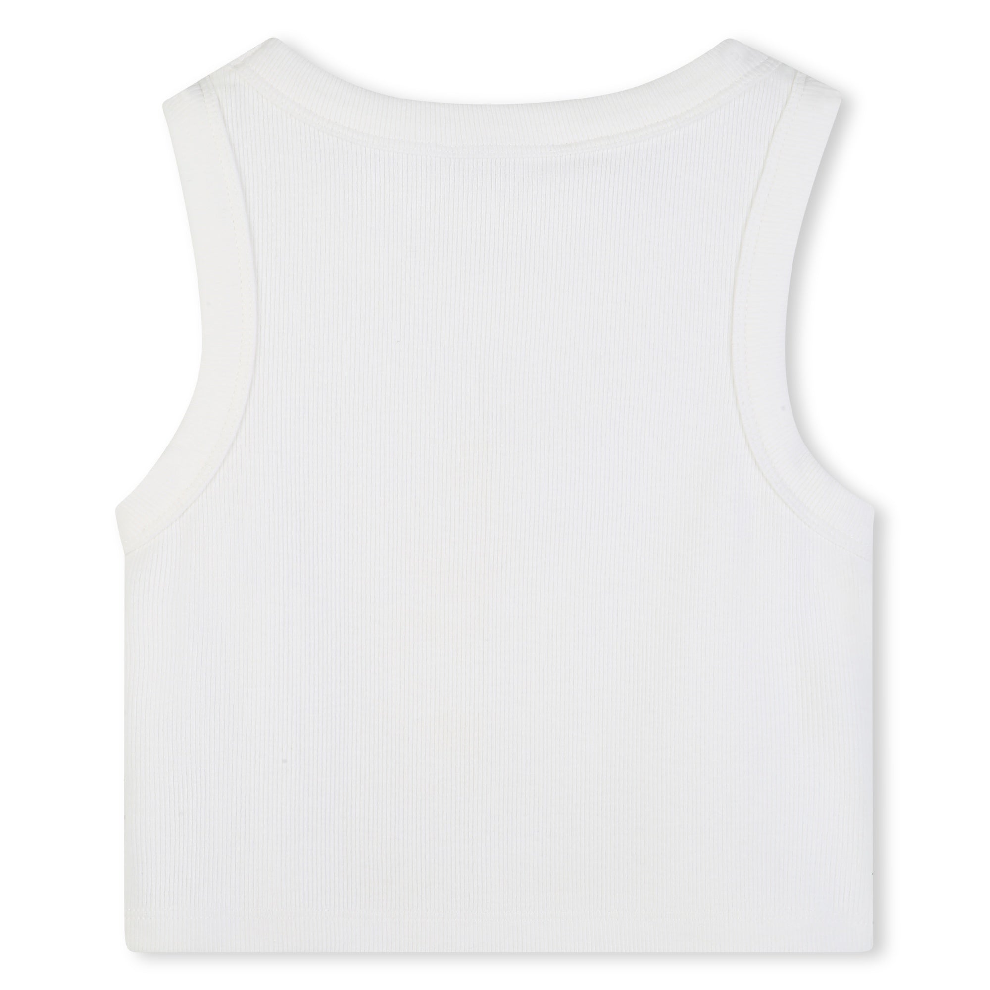Girls Ribbed Tank Top With 3D Embroidery, White Michael Kors