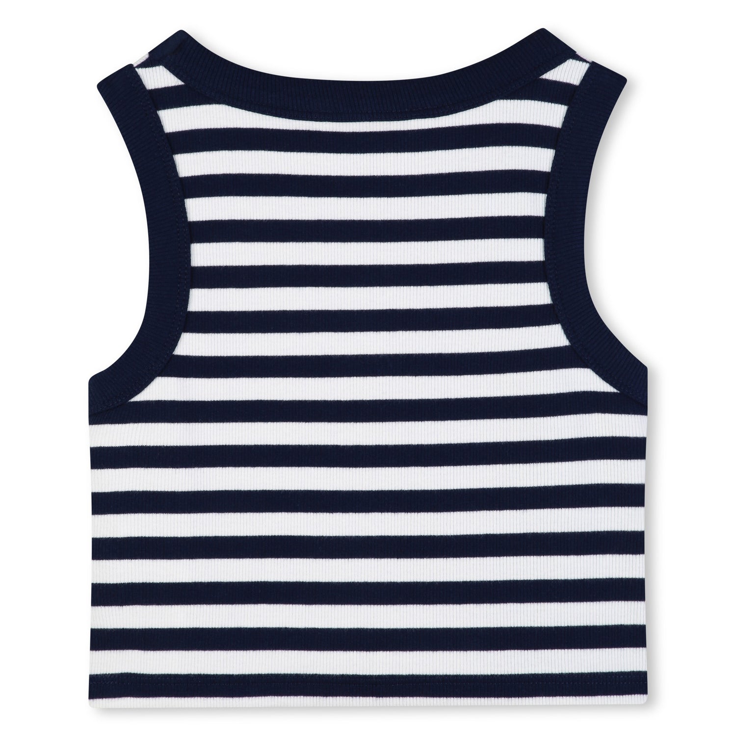 Girls Ribbed Stripe Tank Top With 3D Embroidery, Navy And White Michael Kors