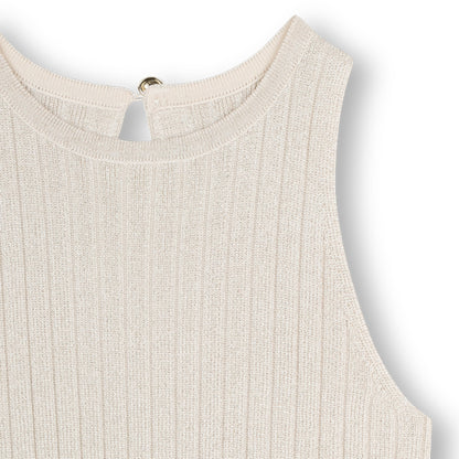 Girls Sleeveless Knitted Dress in Light Gold Michael Kors