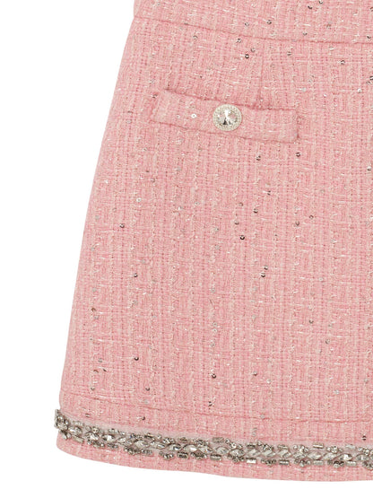 Audrey Skirt - Tweed Mini Skirt with Embellished Hem Tutu Du Monde