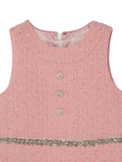 Audrey Dress - Sleeveless Tweed Dress with Embellished Waist Detail Tutu Du Monde