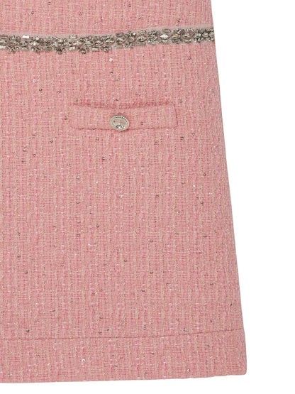 Audrey Dress - Sleeveless Tweed Dress with Embellished Waist Detail Tutu Du Monde