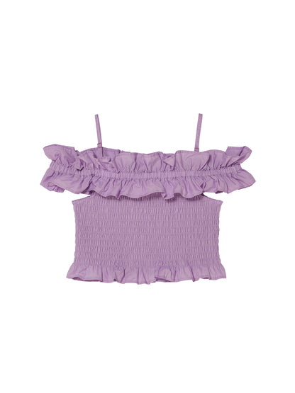 Mariposa Top - Smocked Cotton Top with Ruffle Neckline Tutu Du Monde