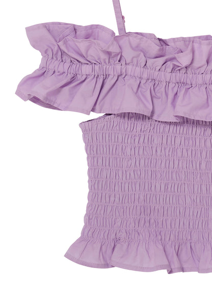 Mariposa Top - Smocked Cotton Top with Ruffle Neckline Tutu Du Monde