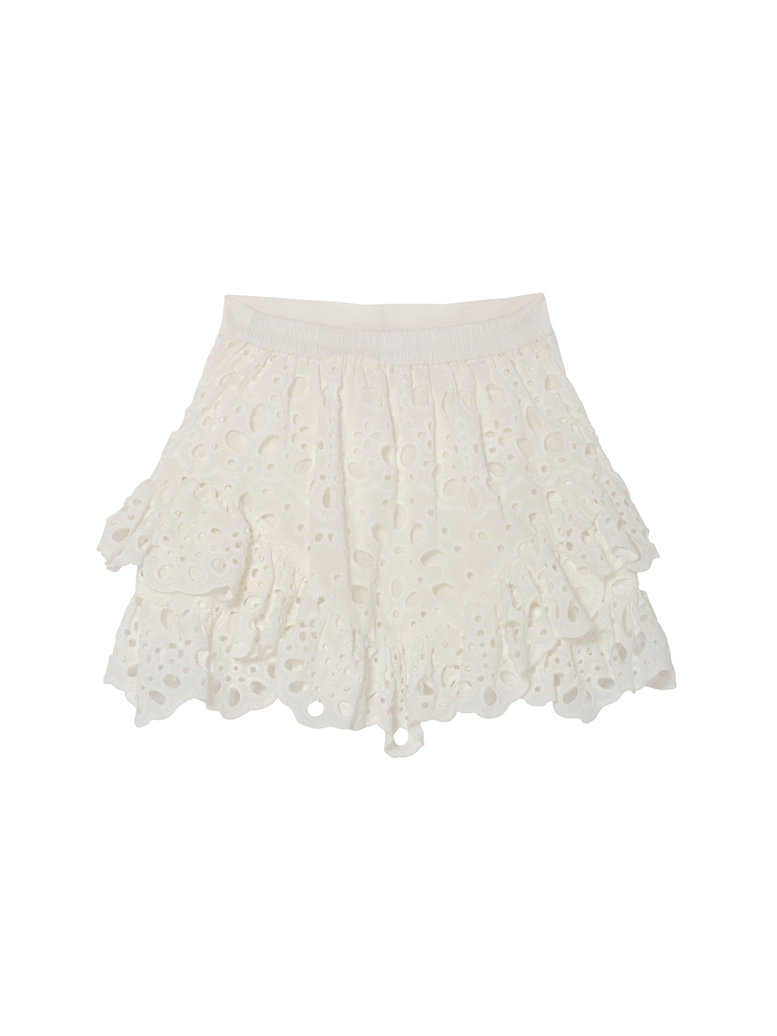 La Croisette Skirt - Broderie Anglaise Skirt with Tiered Ruffle Hem Tutu Du Monde