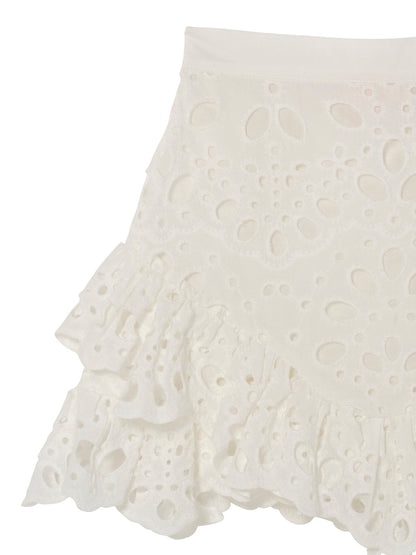 La Croisette Skirt - Broderie Anglaise Skirt with Tiered Ruffle Hem Tutu Du Monde