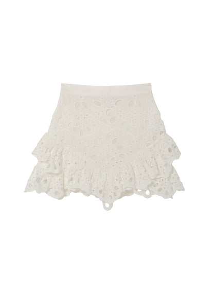 La Croisette Skirt - Broderie Anglaise Skirt with Tiered Ruffle Hem Tutu Du Monde
