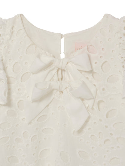 La Croisette Top - Sleeveless Broderie Anglaise Top with Ruffle Detail Tutu Du Monde