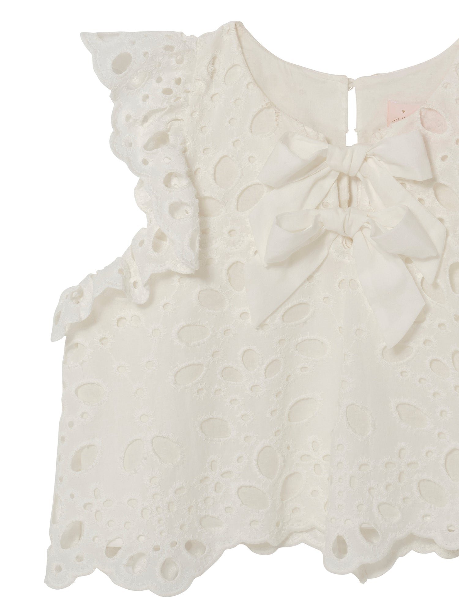 La Croisette Top - Sleeveless Broderie Anglaise Top with Ruffle Detail Tutu Du Monde