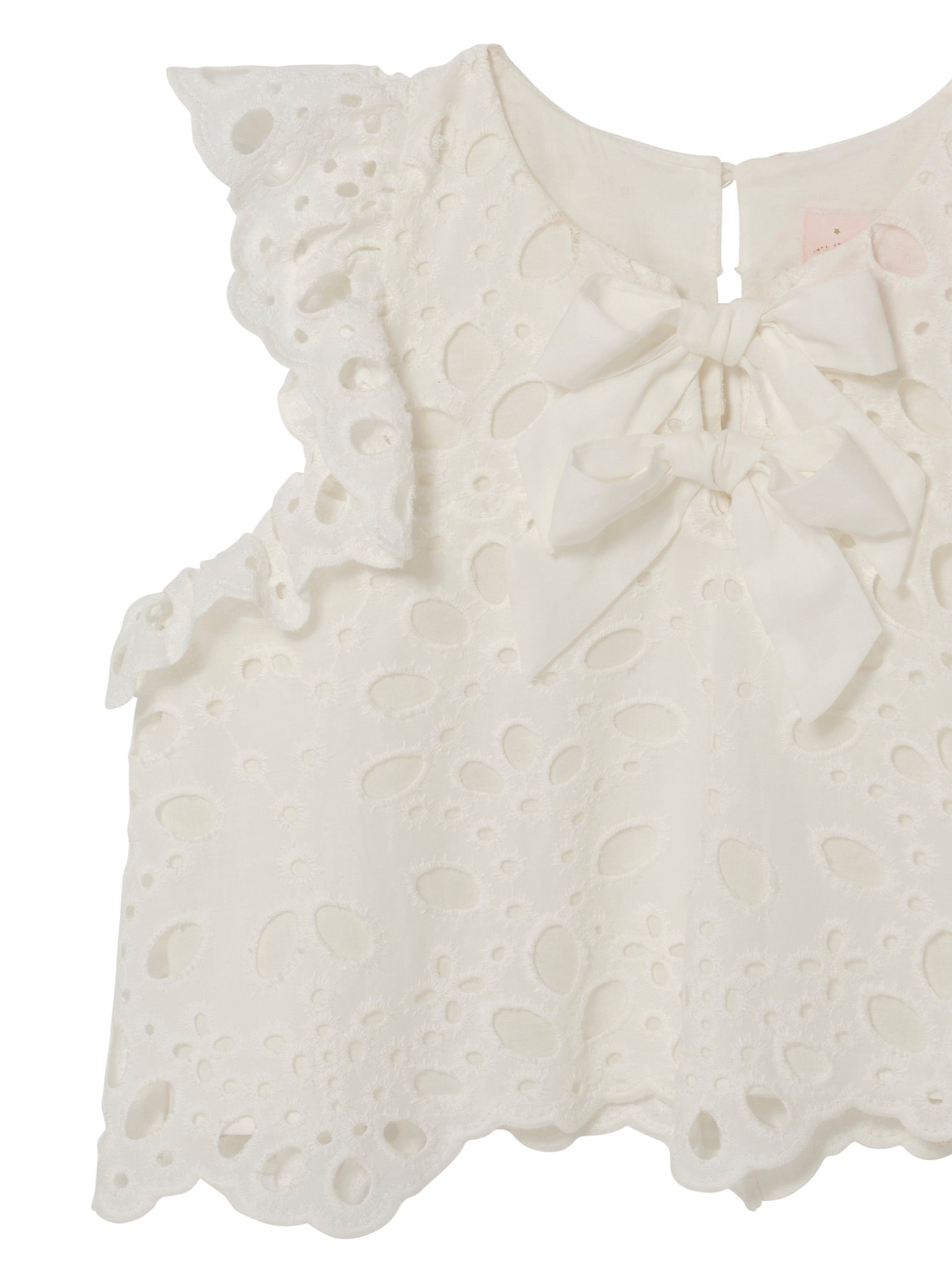 La Croisette Top - Sleeveless Broderie Anglaise Top with Ruffle Detail Tutu Du Monde
