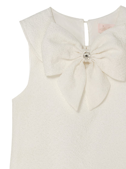 Étoile Dress - Sleeveless Textured Dress with Bow Detail and Gathered Skirt Tutu Du Monde