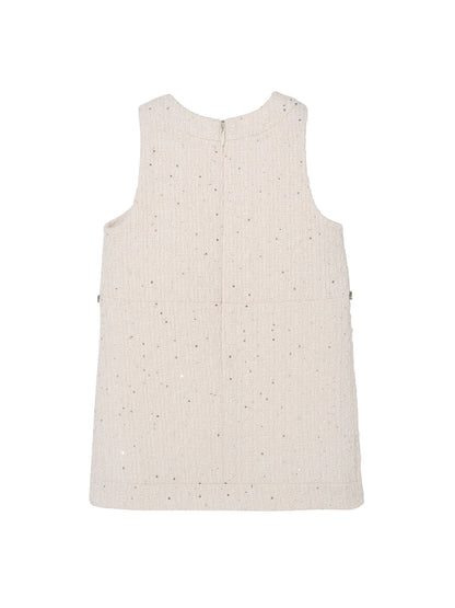 Audrey Dress - Sleeveless Textured Shift Dress with Decorative Waist Trim Tutu Du Monde