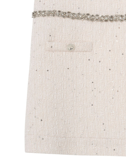 Audrey Dress - Sleeveless Textured Shift Dress with Decorative Waist Trim Tutu Du Monde