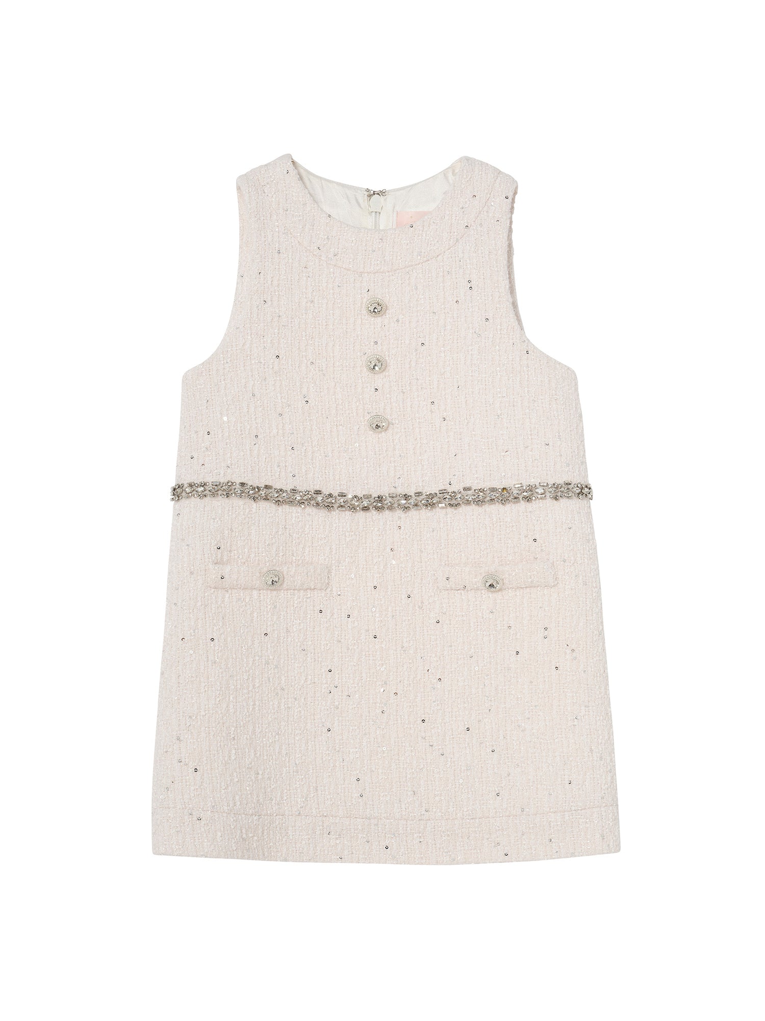 Audrey Dress - Sleeveless Textured Shift Dress with Decorative Waist Trim Tutu Du Monde