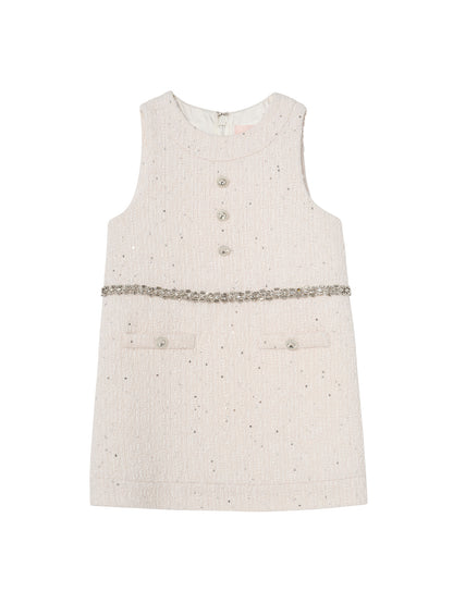 Audrey Dress - Sleeveless Textured Shift Dress with Decorative Waist Trim Tutu Du Monde