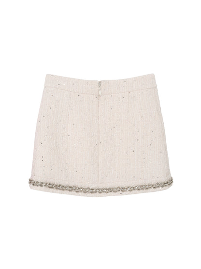 Audrey Skirt - Textured Mini Skirt with Decorative Hem Trim Tutu Du Monde