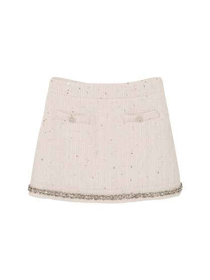 Audrey Skirt - Textured Mini Skirt with Decorative Hem Trim Tutu Du Monde