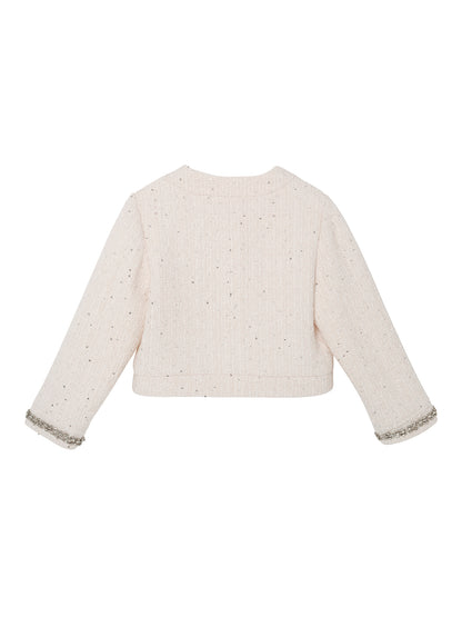 Audrey Jacket - Cropped Textured Jacket with Button Front and Trim Detail Tutu Du Monde