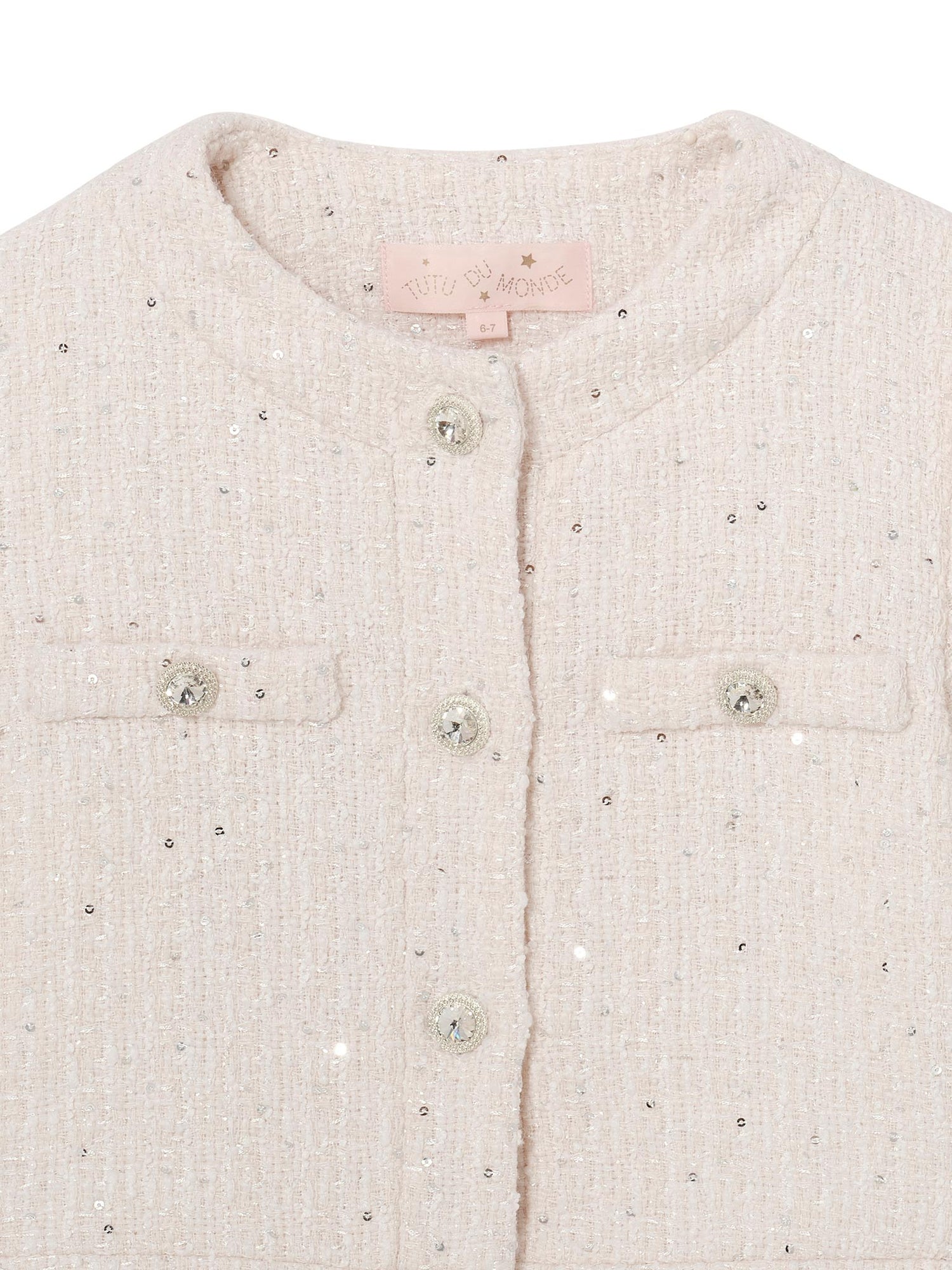 Audrey Jacket - Cropped Textured Jacket with Button Front and Trim Detail Tutu Du Monde