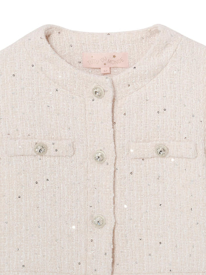 Audrey Jacket - Cropped Textured Jacket with Button Front and Trim Detail Tutu Du Monde