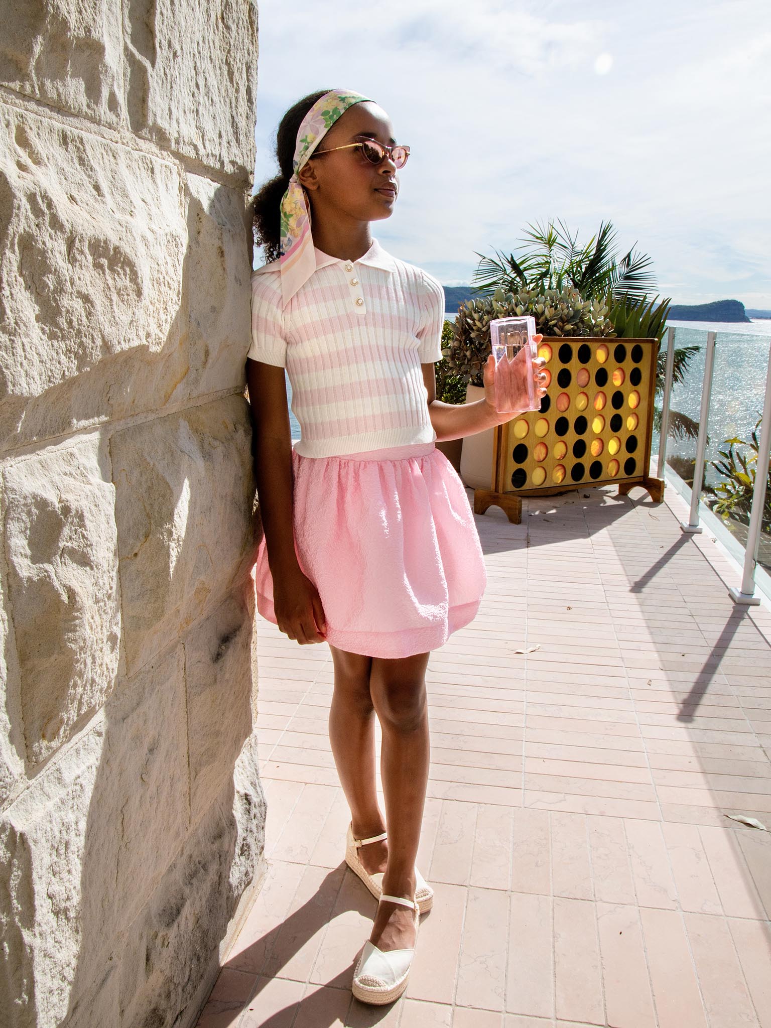Saint-Tropez Skirt - Textured A Line Skirt with Soft Gathered Waist Tutu Du Monde