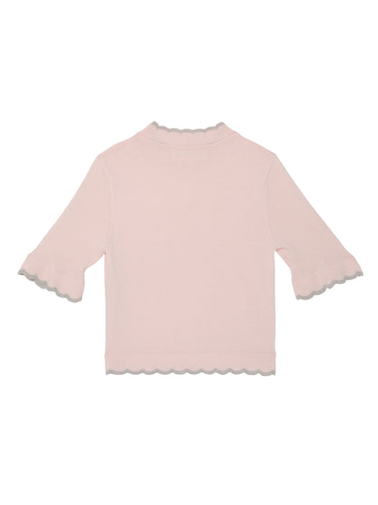 Elyseé Top - Short Sleeve Knit Top with Scalloped Trim Tutu Du Monde