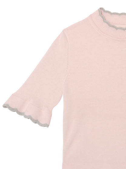 Elyseé Top - Short Sleeve Knit Top with Scalloped Trim Tutu Du Monde