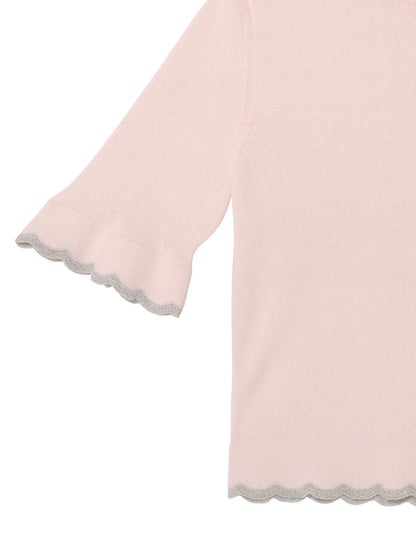 Elyseé Top - Short Sleeve Knit Top with Scalloped Trim Tutu Du Monde
