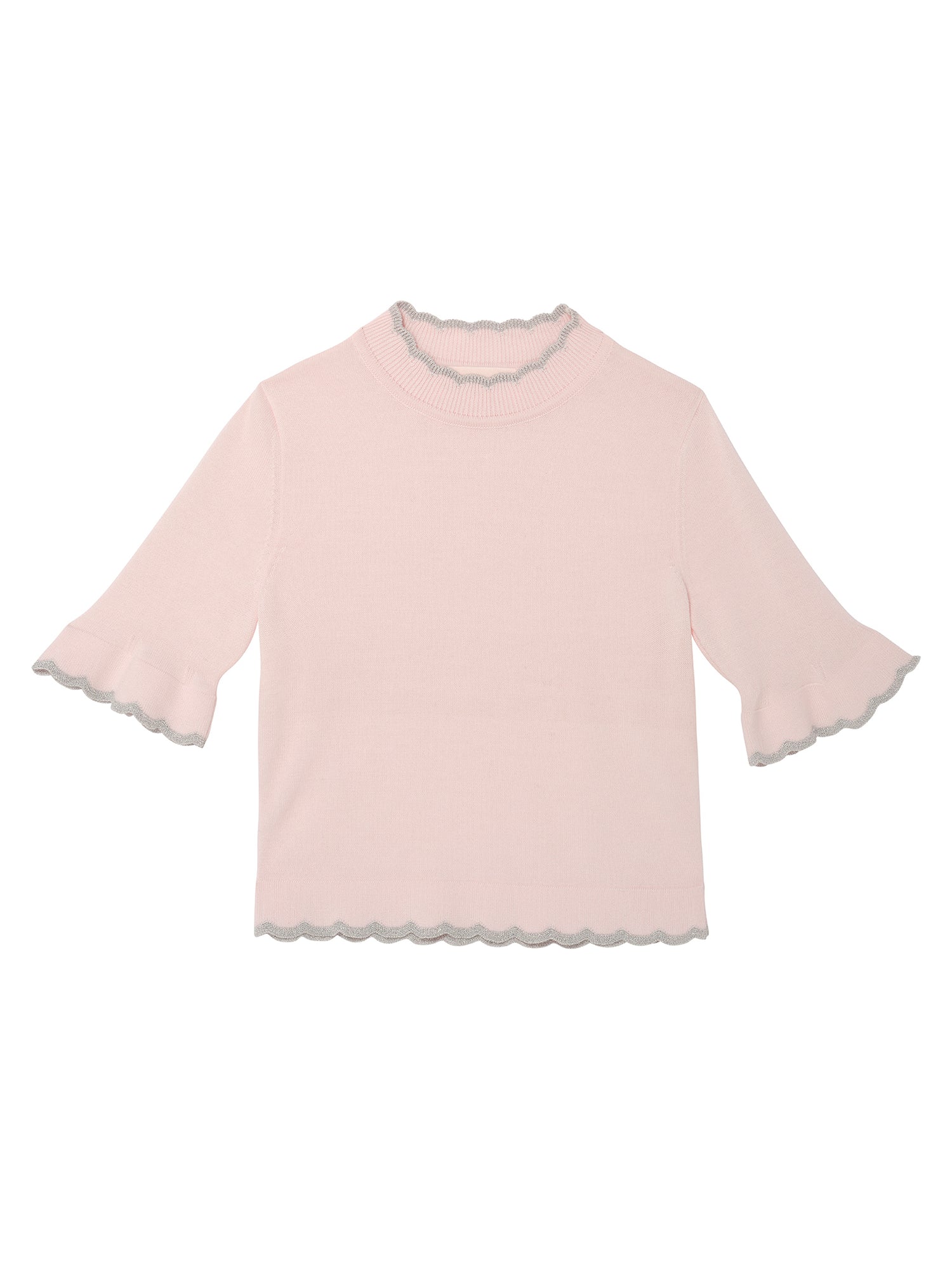 Elyseé Top - Short Sleeve Knit Top with Scalloped Trim Tutu Du Monde