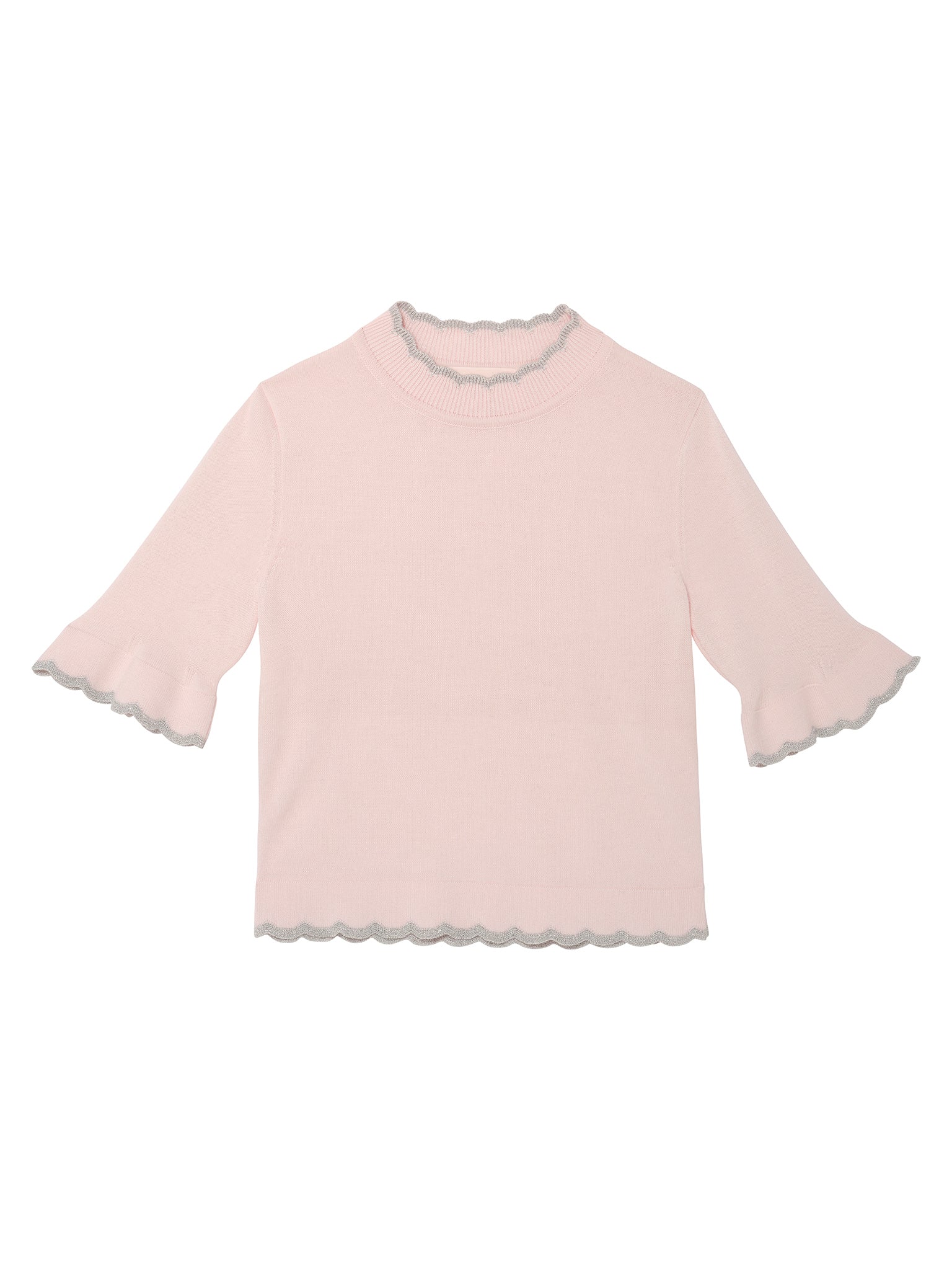 Elyseé Top - Short Sleeve Knit Top with Scalloped Trim Tutu Du Monde
