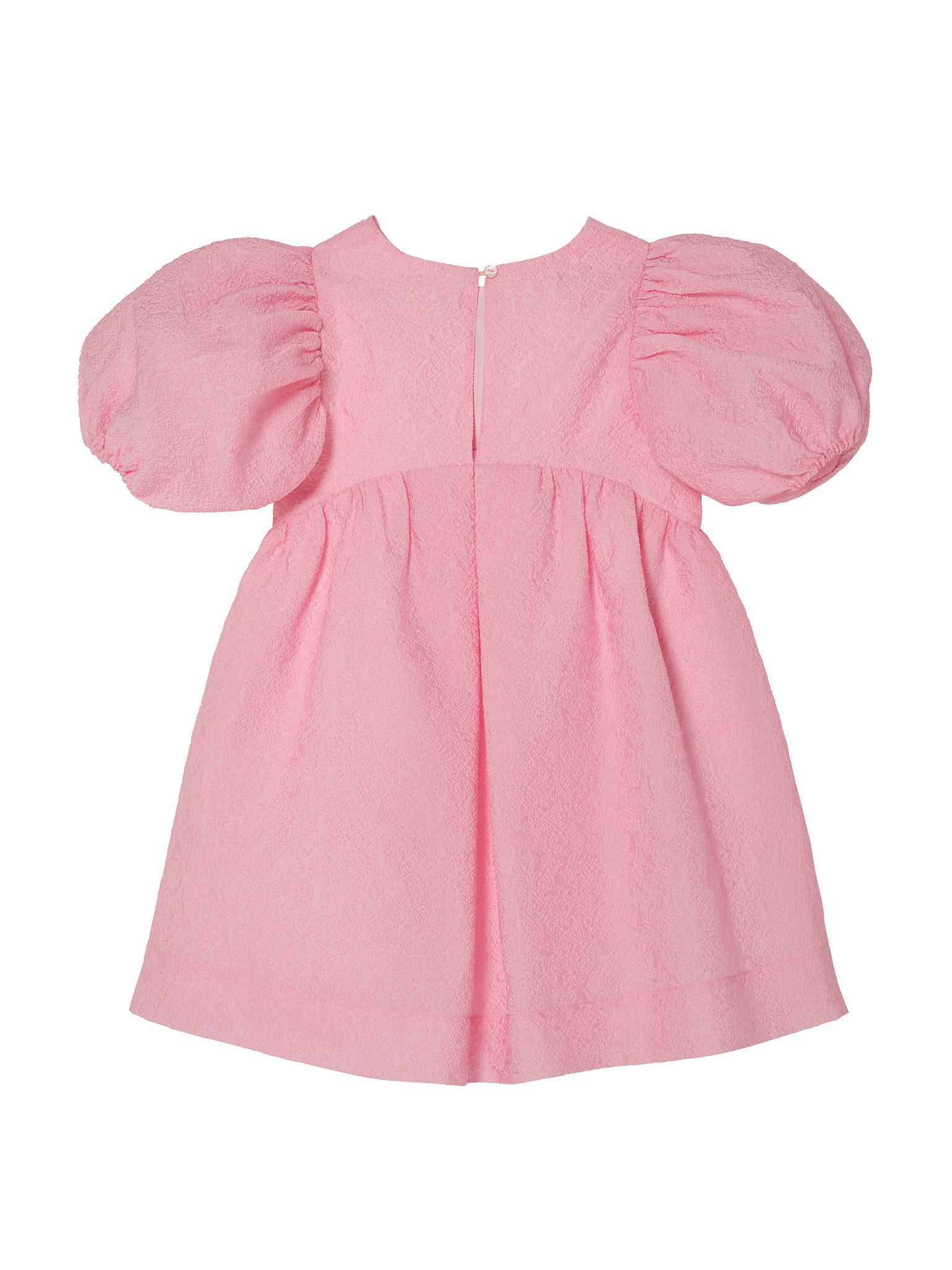 Soléne Dress - Textured Puff Sleeve Dress with Front Bow Detail Tutu Du Monde