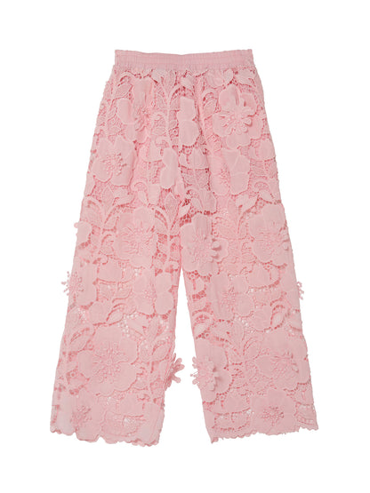 Riviera Rose Pants - Floral Lace Wide Leg Pants with Elastic Waist Tutu Du Monde