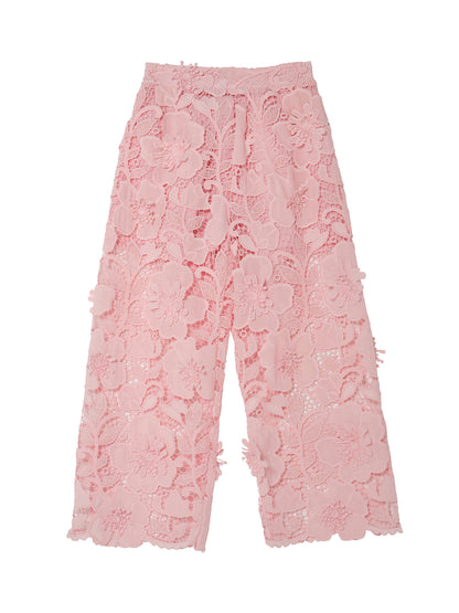 Riviera Rose Pants - Floral Lace Wide Leg Pants with Elastic Waist Tutu Du Monde