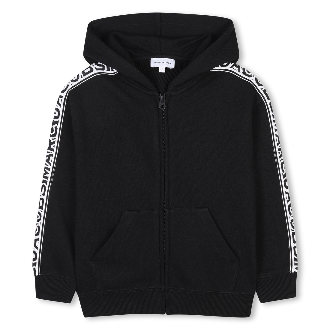 Hooded Zip-Up Cardigan with Logo Tape The Marc Jacobs