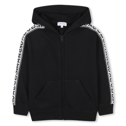 Hooded Zip-Up Cardigan with Logo Tape The Marc Jacobs