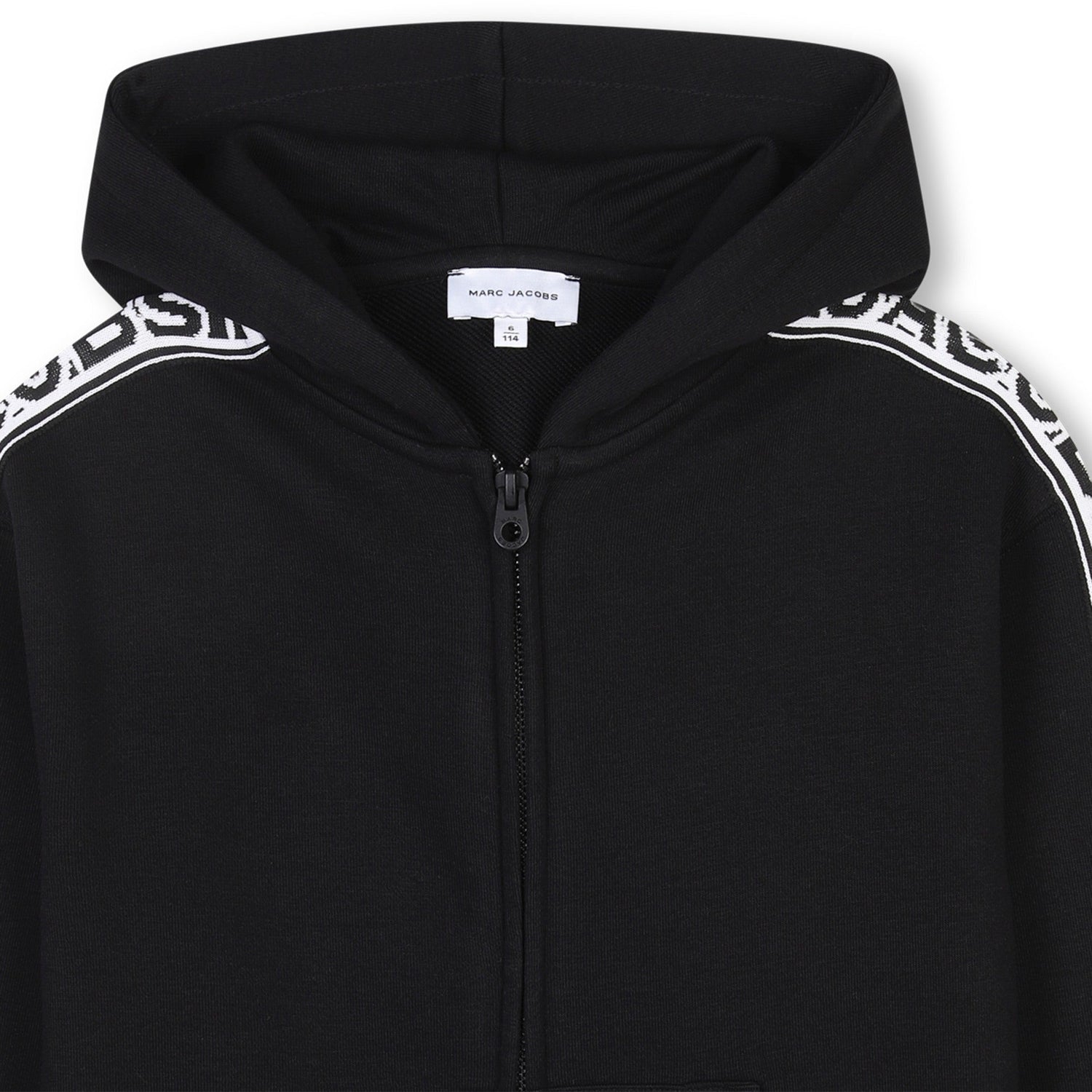 Hooded Zip-Up Cardigan with Logo Tape The Marc Jacobs