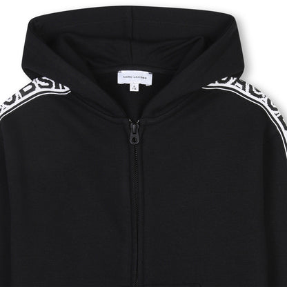 Hooded Zip-Up Cardigan with Logo Tape The Marc Jacobs