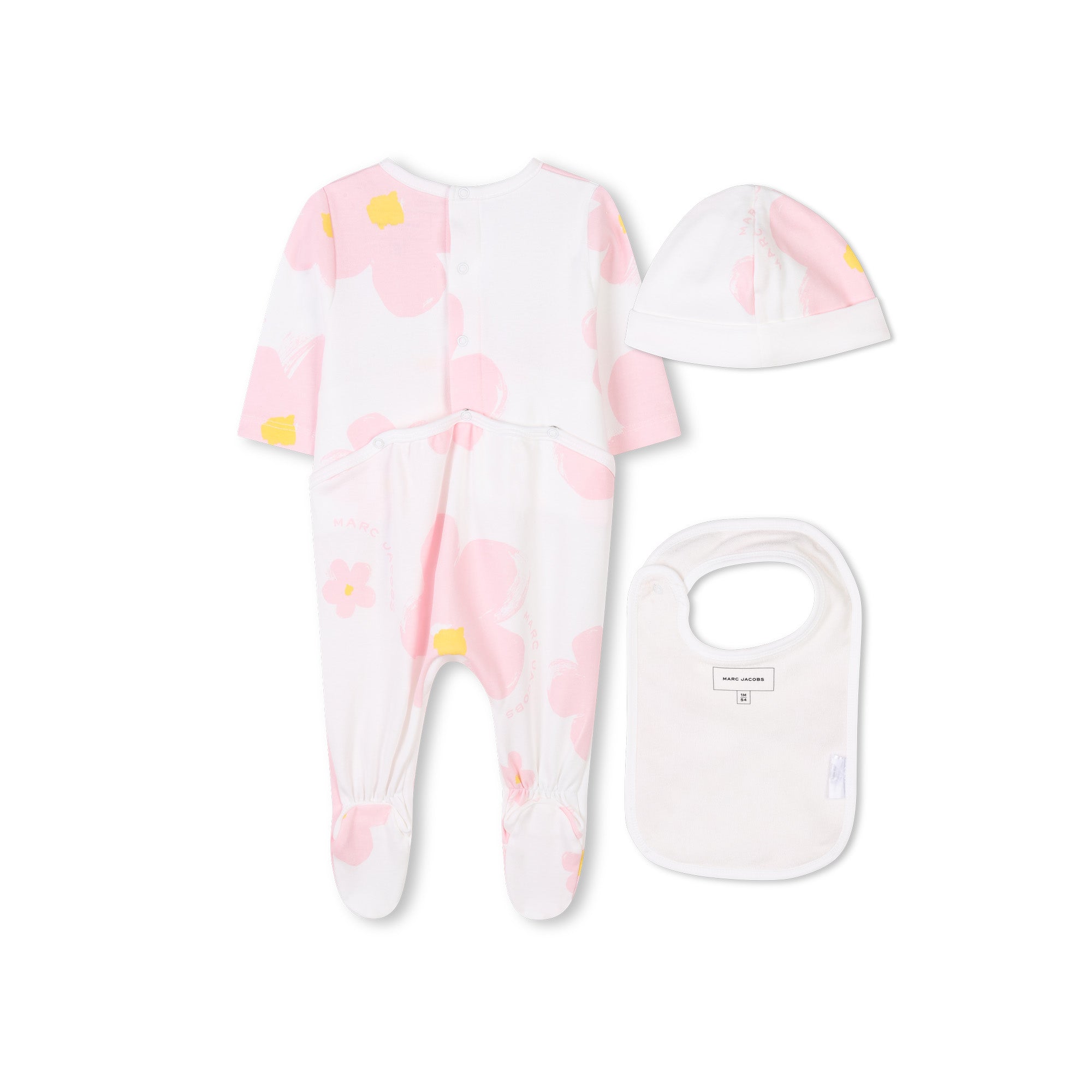 Floral Baby Sleepsuit Set with Bib &amp; Hat The Marc Jacobs
