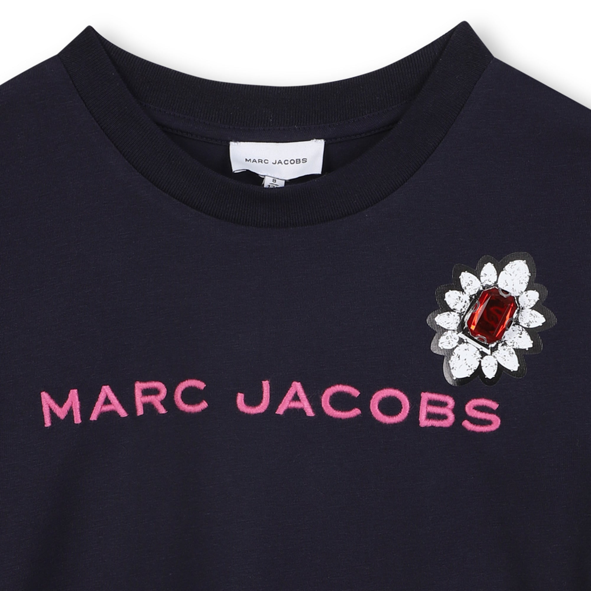 Short Sleeve T-Shirt with Jewel Embellishment, Navy The Marc Jacobs