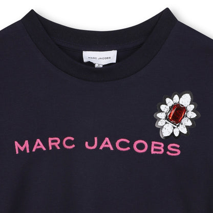 Short Sleeve T-Shirt with Jewel Embellishment, Navy The Marc Jacobs