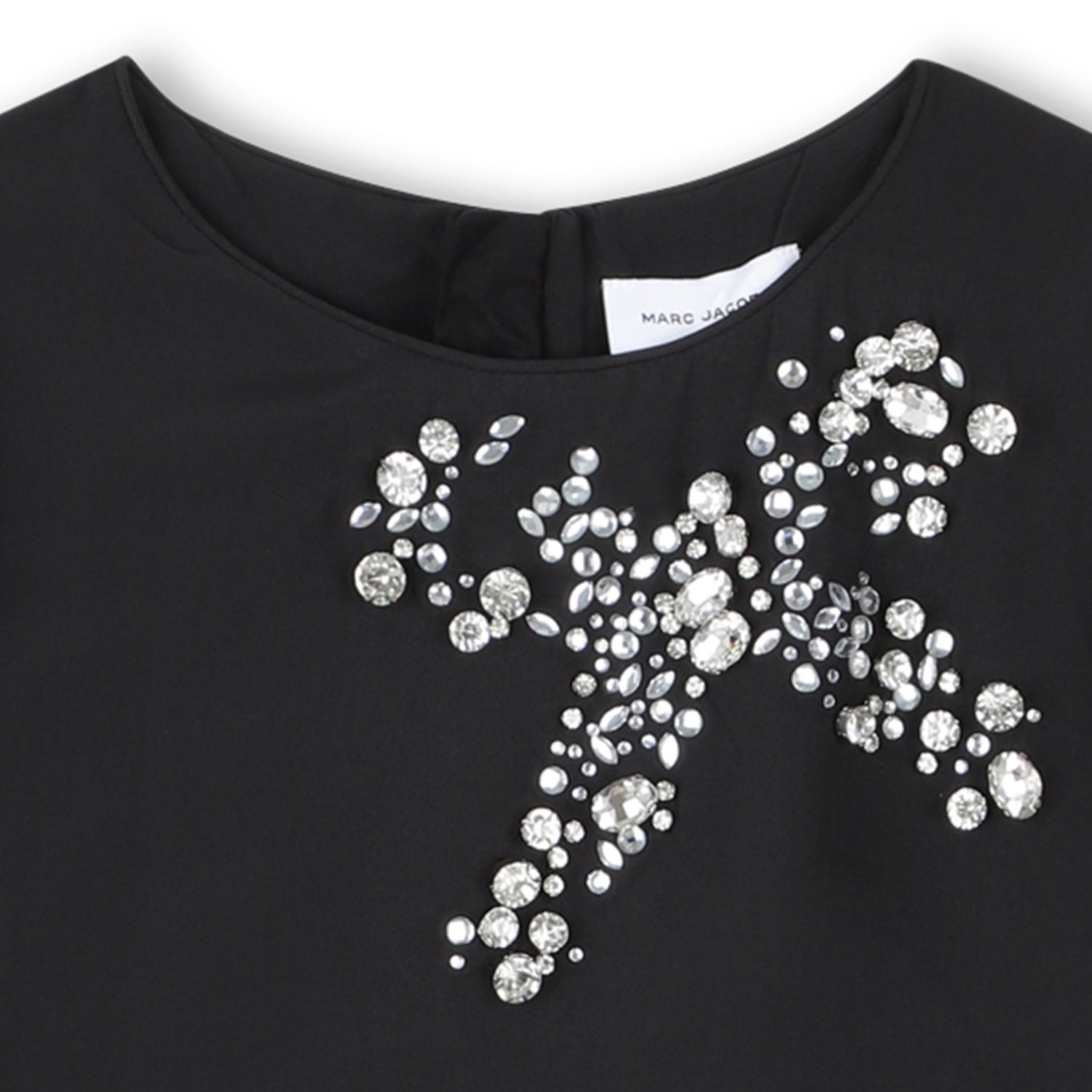 Black Short Sleeve Ceremony Dress with Cabochon and Rhinestone Bow The Marc Jacobs