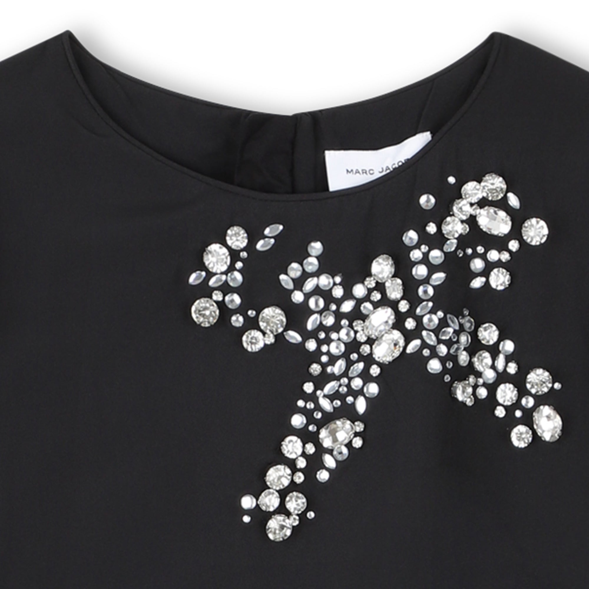 Black Short Sleeve Ceremony Dress with Cabochon and Rhinestone Bow The Marc Jacobs