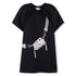 Navy Double Cotton Jersey Dress with Balloon Sleeves and Trompe L’Oeil “Snapshot” Bag Illustration The Marc Jacobs
